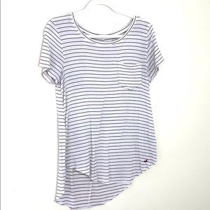 Hollister Maroon Stripe Asymmetrical Hem T-shirt